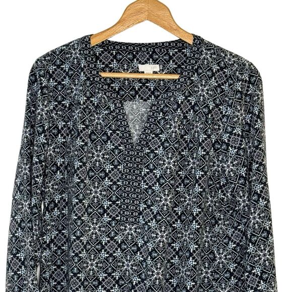 J. Jill Tops - J. Jill Women's Blue Scroll Print V-Neck Long Sleeve Tunic Blouse Size Medium
